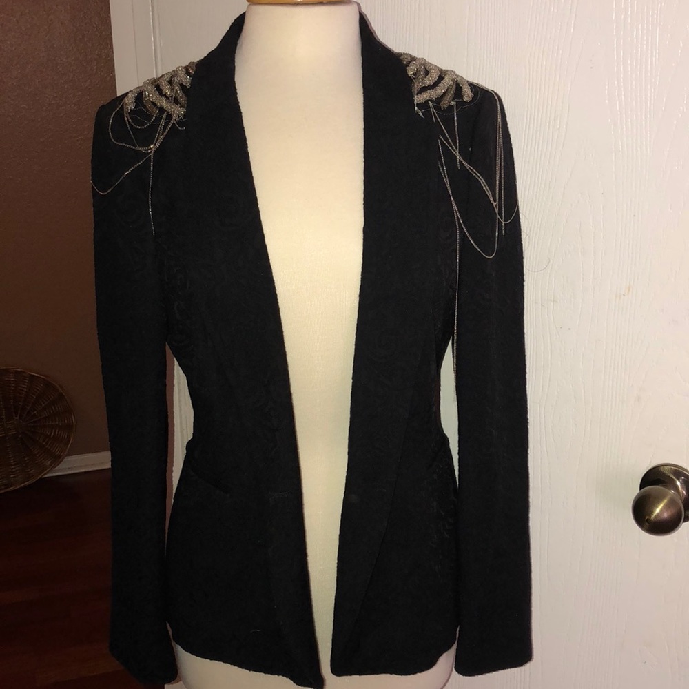 Zara Black Blazer with Silver Embellishments